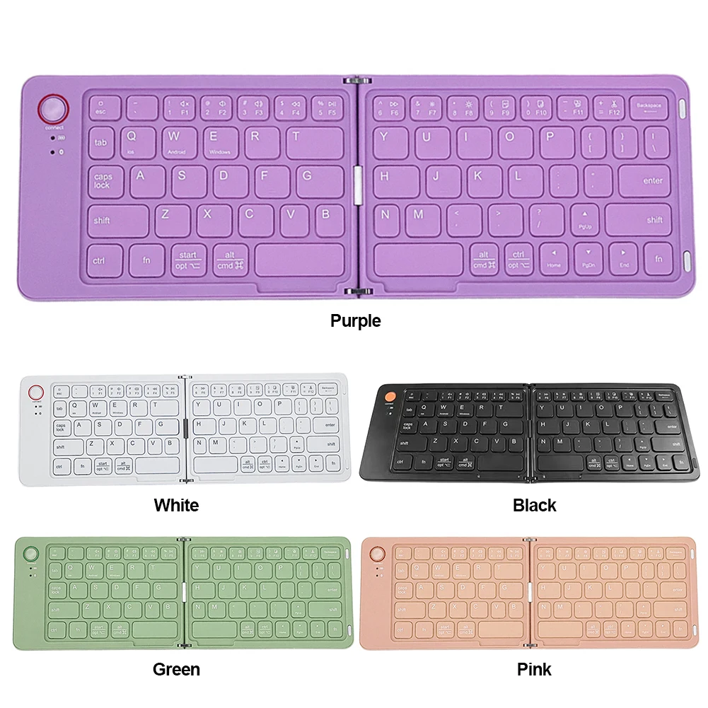 

Pocket Folding Keyboard Silent Typing Bluetooth-Compatible BT Keypad with Stand for iOS Android Windows Smartphone Tablet Laptop