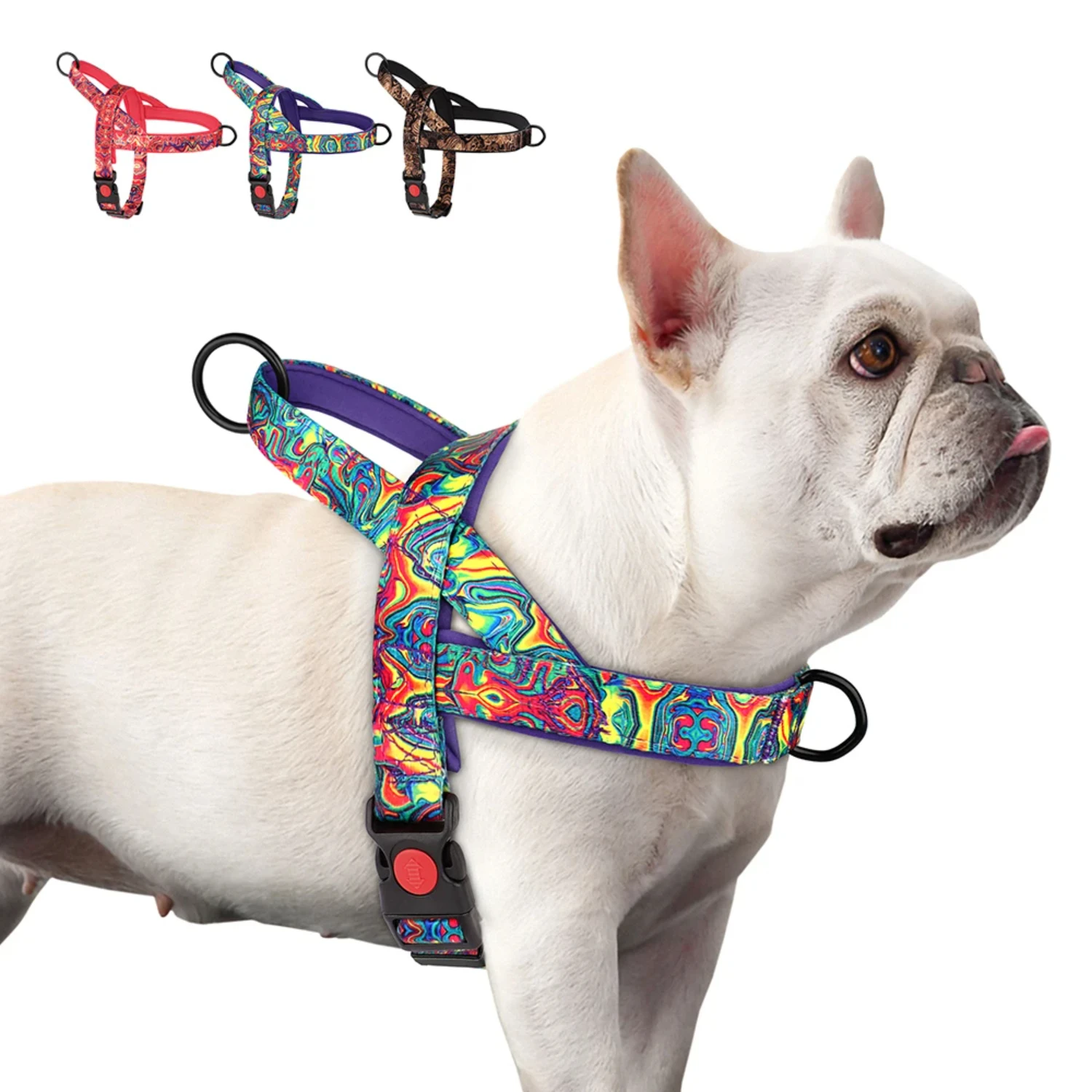 Enhance Safety and Style with Colorful, Secure Adjustable Nylon Dog Vest Harness - Comfortable Fit, Quick Control Handle, and Pu