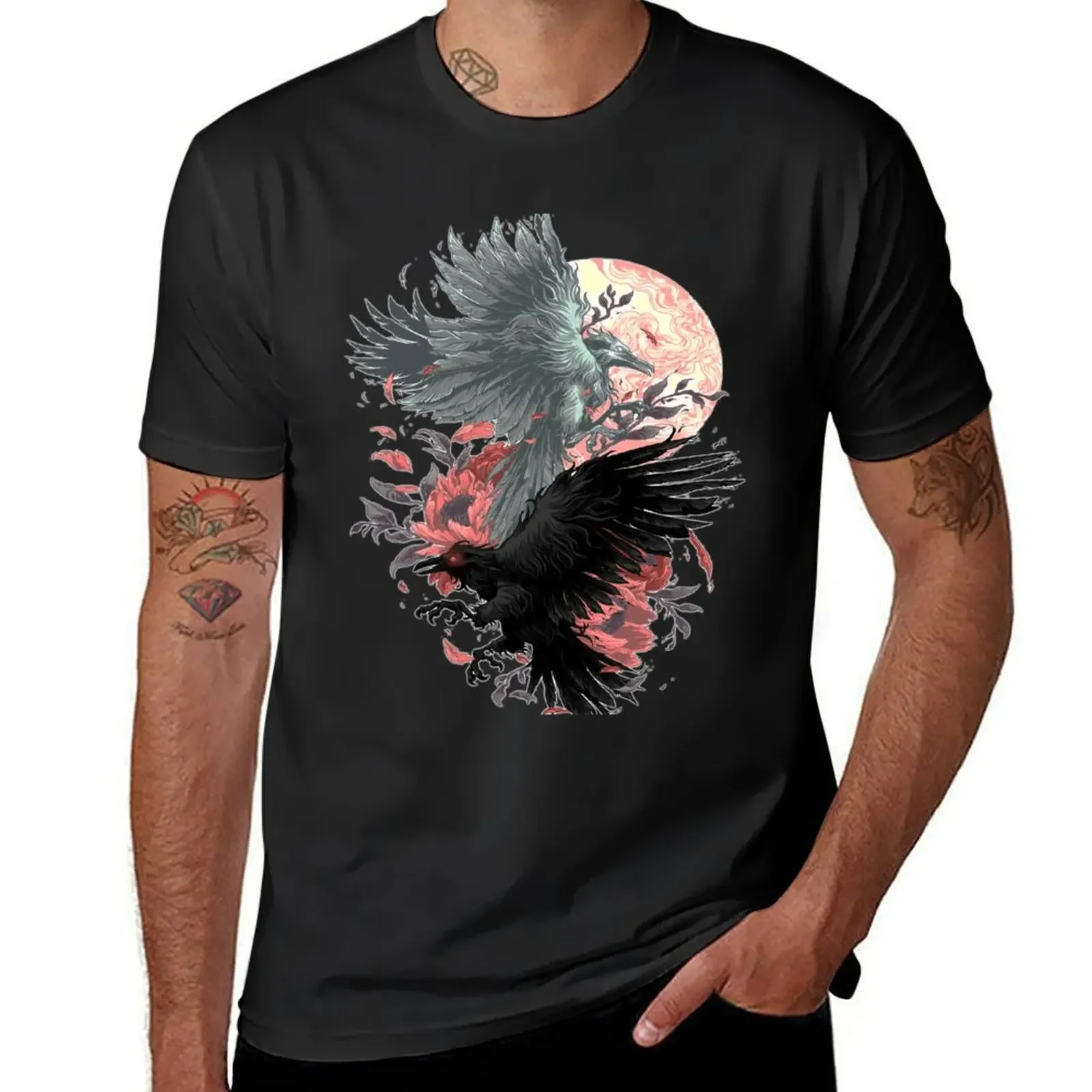 

Two crows white and black heading to balanced T-Shirt cheap stuff blacks mens plain t shirts