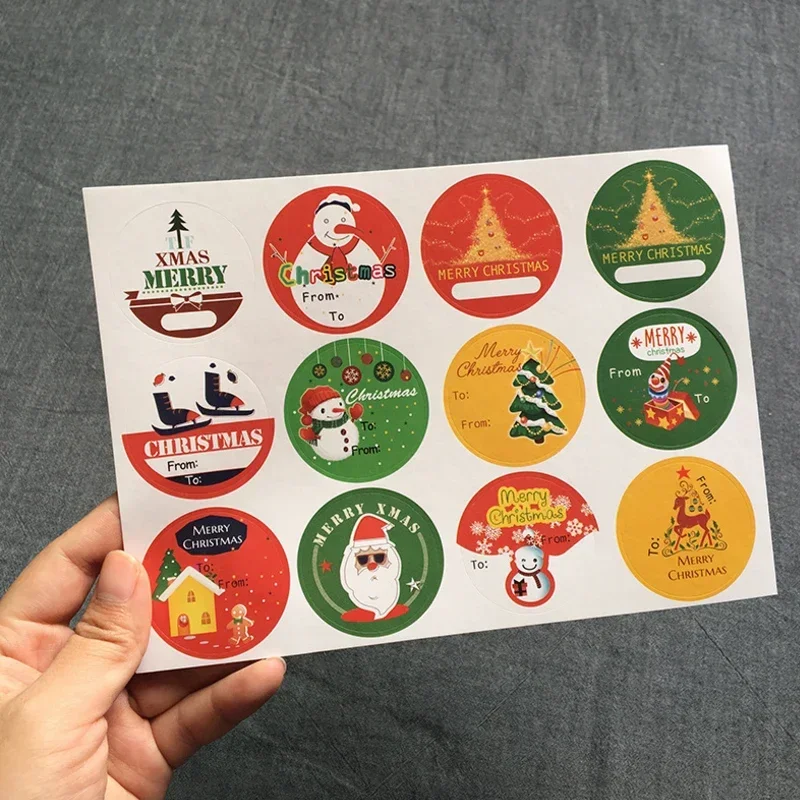 10sheets/lot Christmas Theme Kawaii Paper Adhesive Seal Sticker Gifts Sealing Sticky Decorative  Label Gift Sealing Sticker
