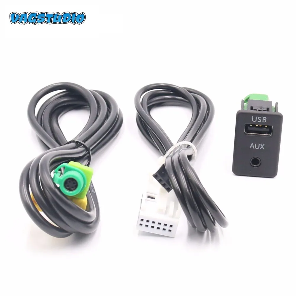 

USB+AUX Switch Plug USB AUX Surface Housing+Cable For RCD510 3CD 035 249 A Passat Tiguan Touran