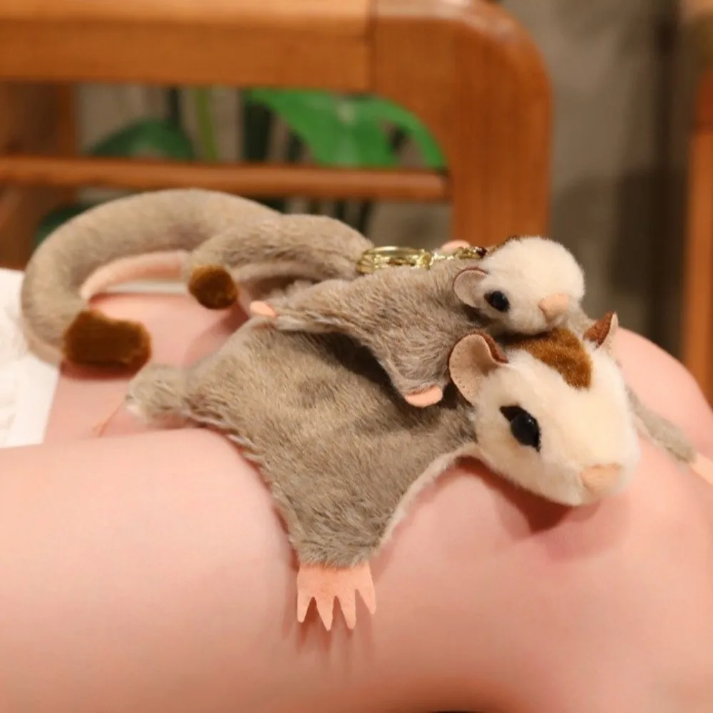 Cute Soft Fluffy Animal Keychain Mini Lovely Sugar Glider Keyring Hanging Polyester Flying Squirrel Pendant Home