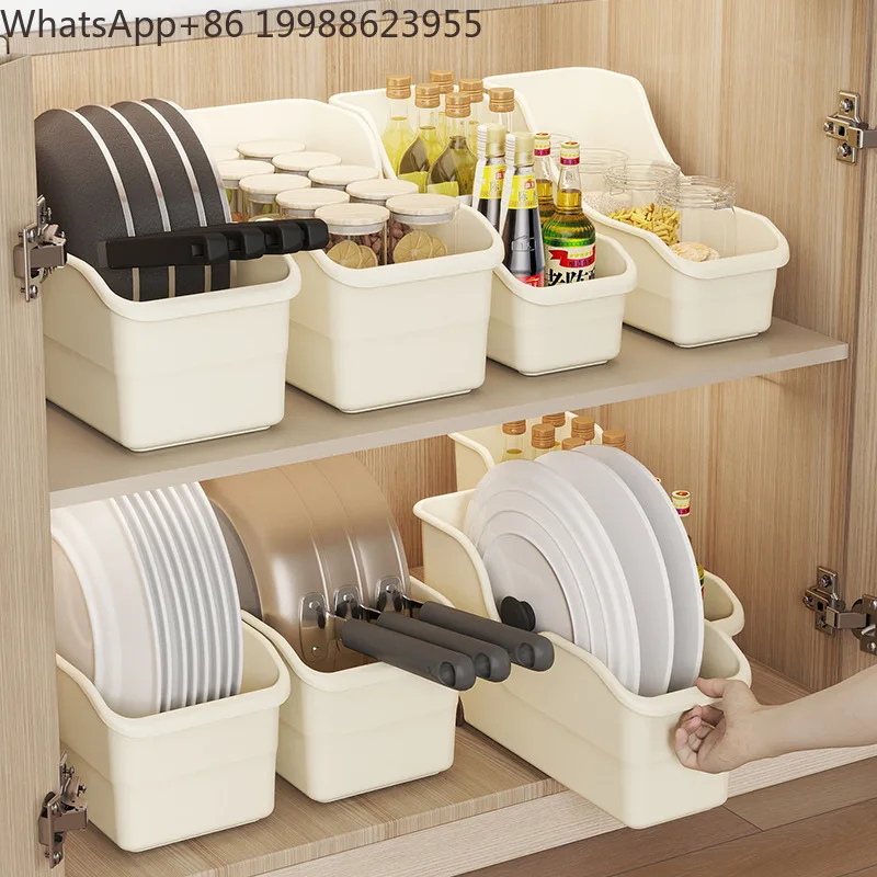 Cabinet storage box with pulley gap sundries kitchen finishing box household large capacity multi-functional cabinet storage box