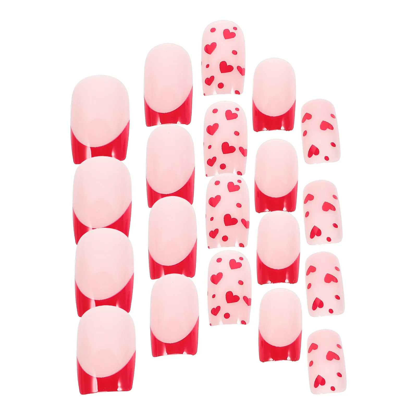 

24Pcs Fake Nails Heart Design Press on Nails Short Full Cover False Nail Tips for Women Cute Nail Art Accessories