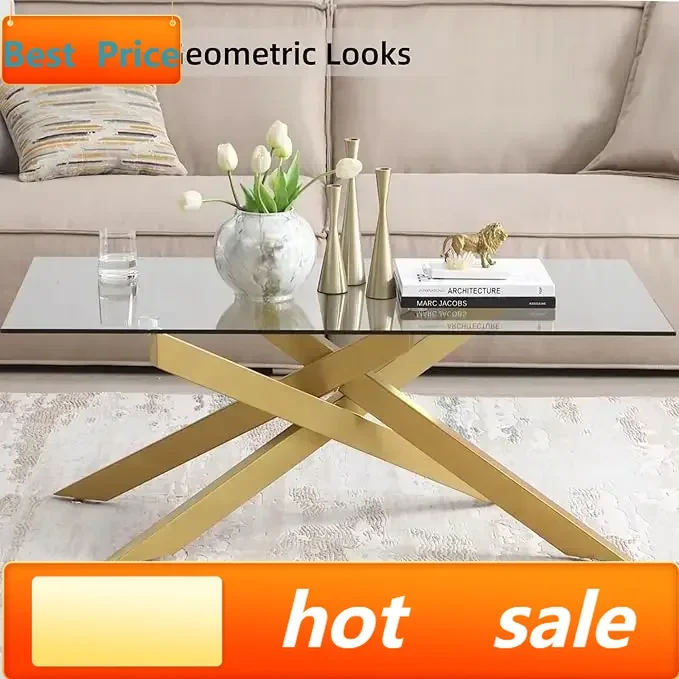 

Бестселлер: Современный прямоугольный журнальный столик с закаленным стеклянным верхом и металлическими трубчатыми ножками, 47,3 дюйма (длина) x 23,6 дюйма (ширина) x 18,1 дюйма (высота), золотой цвет