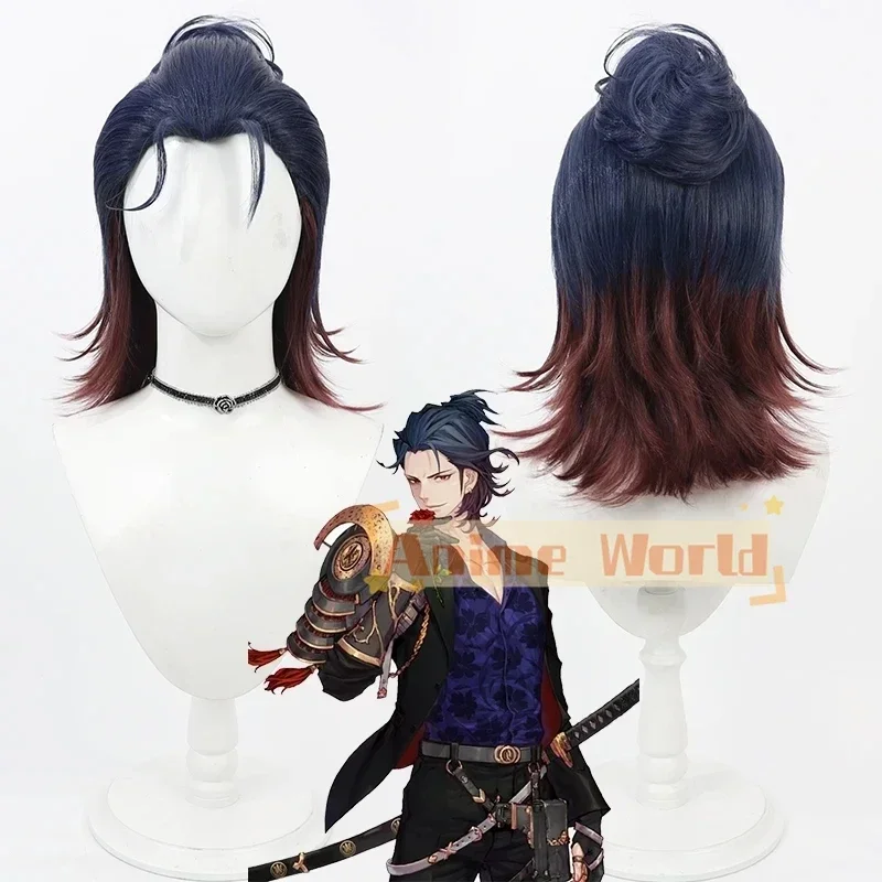 Touken Ranbu Online Fukushima Mitsutada Cosplay Wig Heat Resistant Synthetic Hair Halloween Role Play Party + Wig Cap