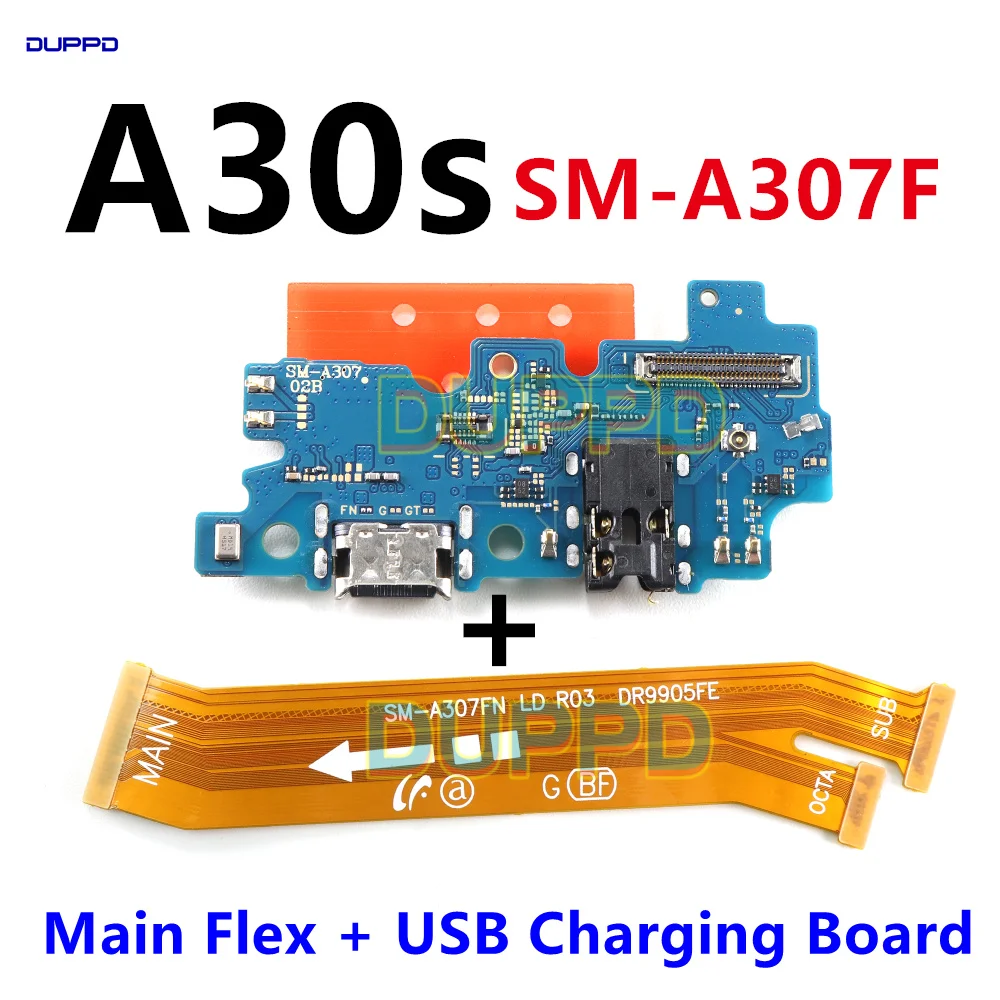 Connecteur Micro USB pour Samsung Galaxy A30S A307 A307F S6, port de charge, carte mère principale, câble flexible, microphone