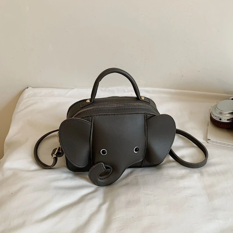 Gray Yellow Golden Beige Red Coffee Brown Black Cute Elephant Shape PU Leather Handbag Multi-layer Crossbody Shoulder Bag Purse