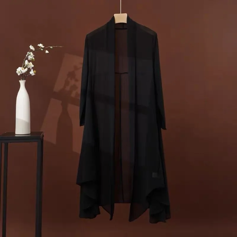 

Новая летняя женская солнцезащитная одежда больших размеров XXXL, средней и длинной длины, 2026 года, для скрытия недостатков фигуры: шаль, накидка, кардиган, юбка, плащ, шифоновый кардиган