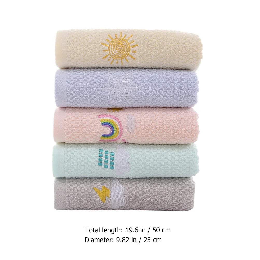 

5Pcs Children Cotton Washcloths Absorbent Face Towel Hand Towel Soft Towels for Washing Face Absorbent Towels Cotton Washcloths