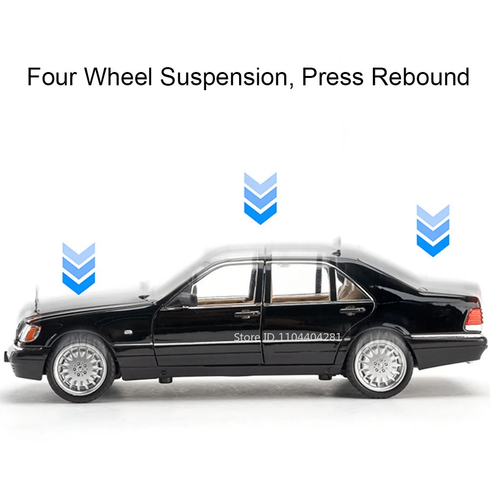 1:24 W140 320SEL 300SL modèles jouets voitures moulées sous pression portes ouvertes avec son lumière retirer les véhicules miniatures recueillir des cadeaux de mode