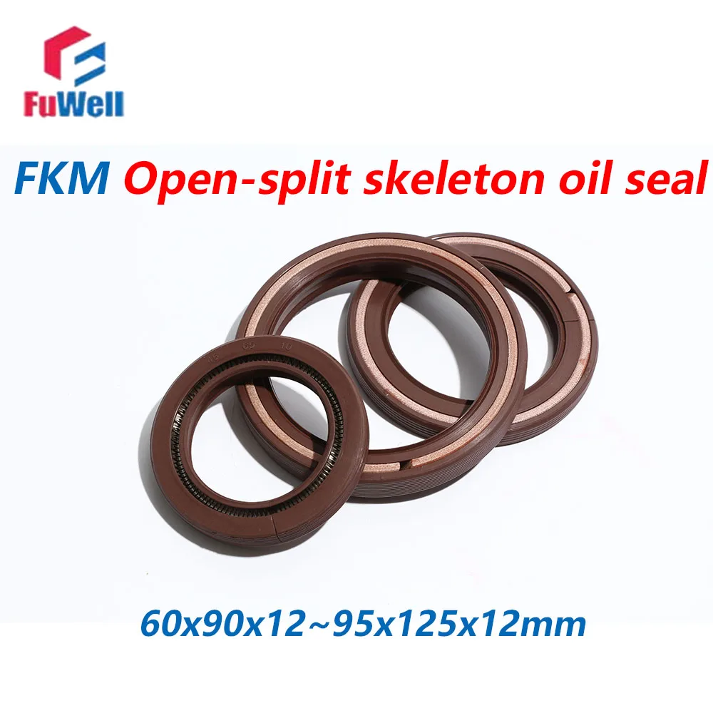 FuWell Fluorine Rubber Skeleton Oil Seal O-Ring Open Split ID 60-95mm Corrosion Resistant Easy Installation Without Disassembly