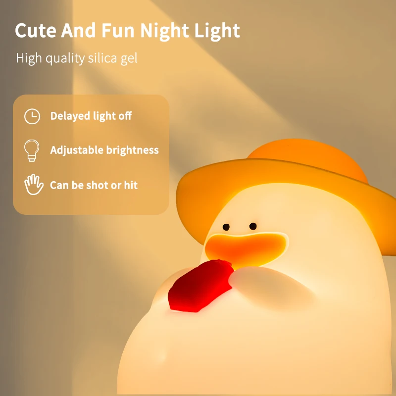 Luz nocturna Happy Duck, lámpara de noche con control táctil, recargable con sincronización, ideal para decoración del hogar y regalos