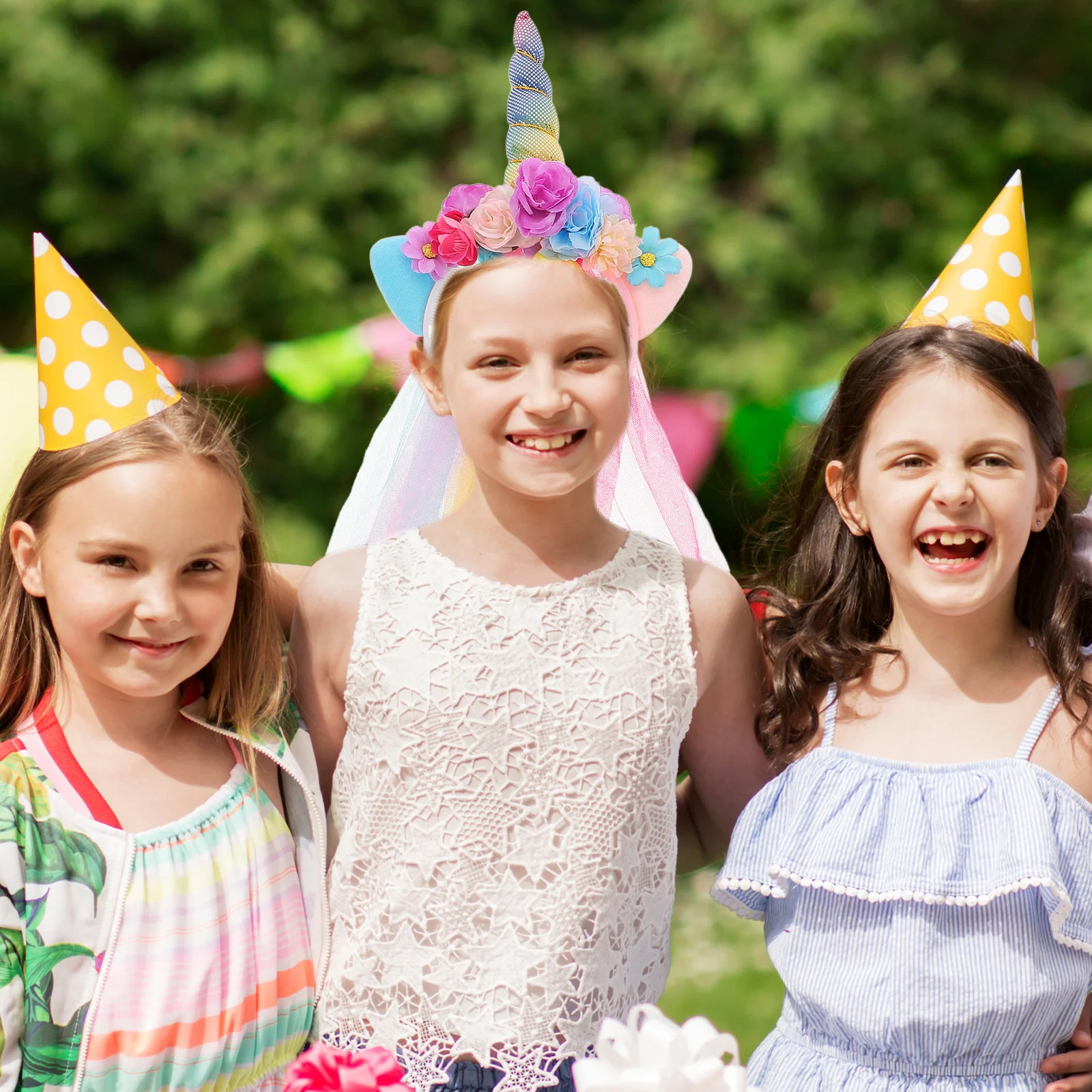 

1Pcs Unicorn Headband with Tulle Glitter Ears Rainbow Horn Hair Band Party Gift Accessory Unicorn Headband with Tulle