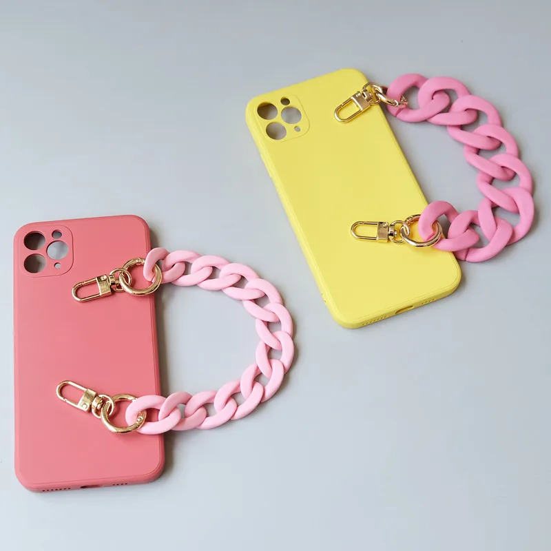 New Fashion Woman Handbag Accessory Chains Matte Cute Candy Pink Resin Chain Frosted Strap Women Clutch Shoulder Purse Chain