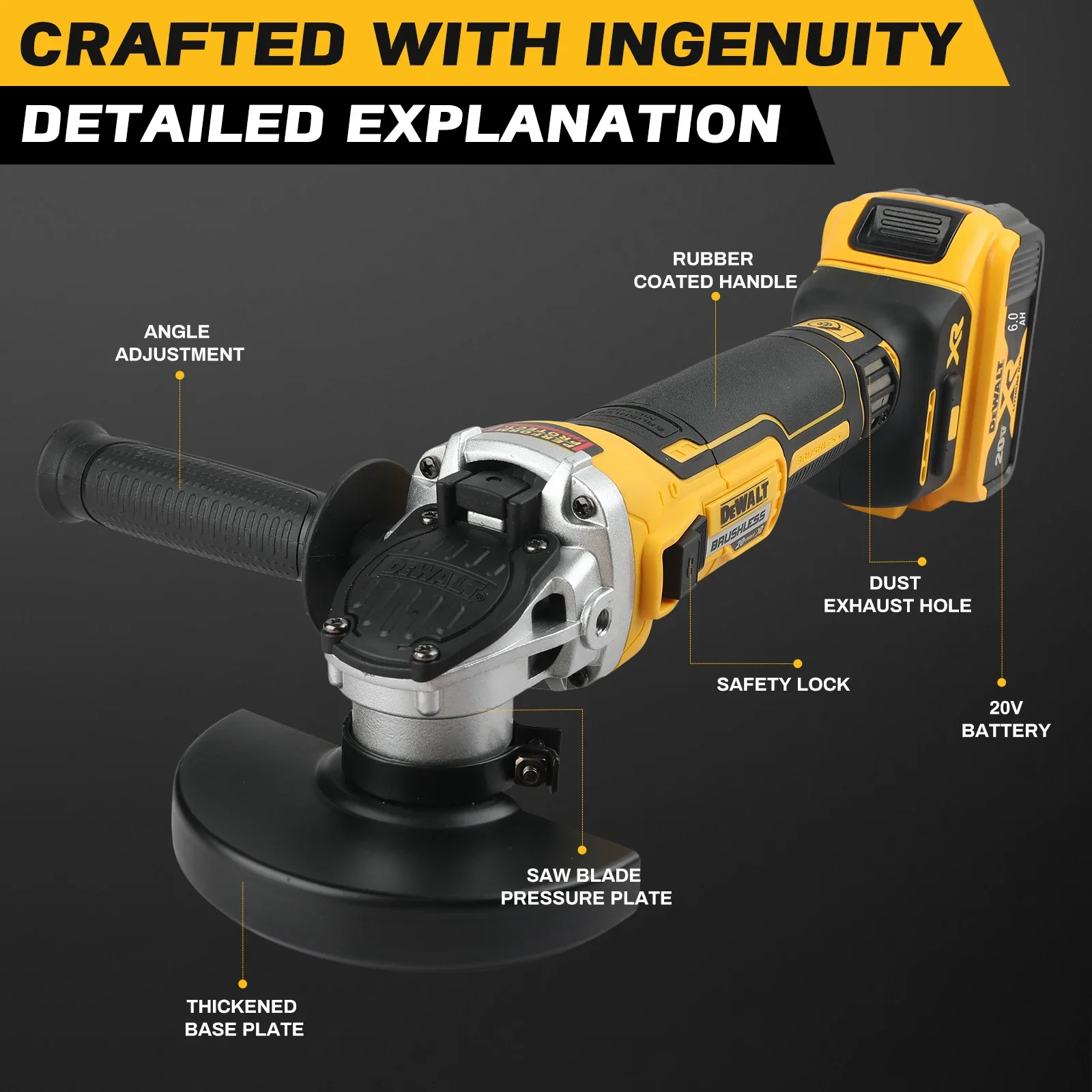 

2025 DEWALT DCG405 125mm flat head angle grinder bare machine tool cutting machine 18V lithium battery brushless tools