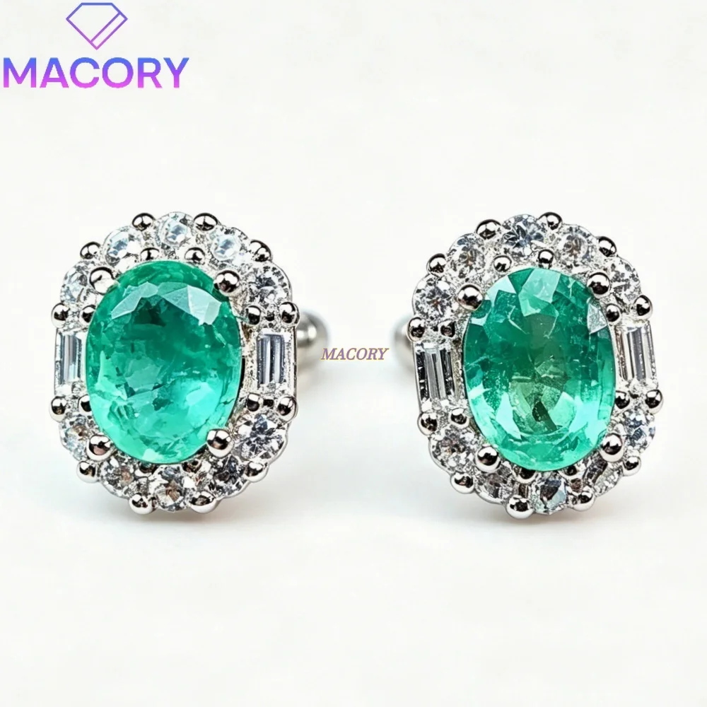 Emerald stud earrings S925 sterling silver classic simple design great for everyday wear Valentine's Day gift graduation gift