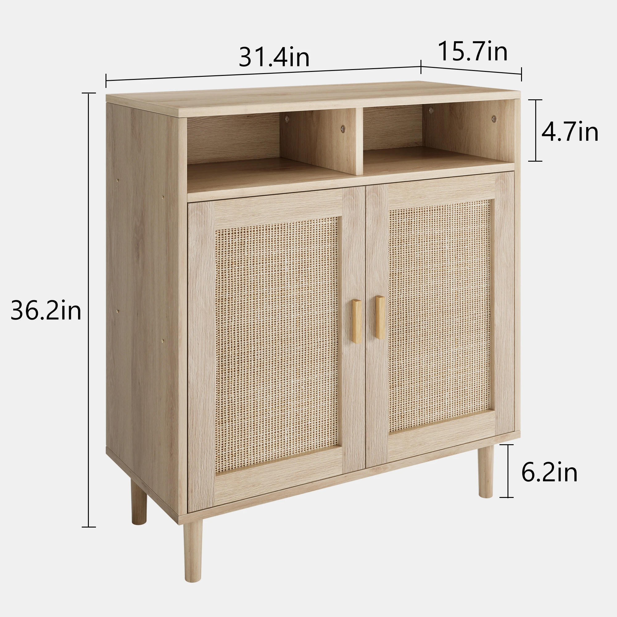 Sideboard Buffet Cabinet, Rattan Cabinet with 4 Doors, Kitchen Storage Cabinet, Cupboard Console Table, Cabinet for Kitchen