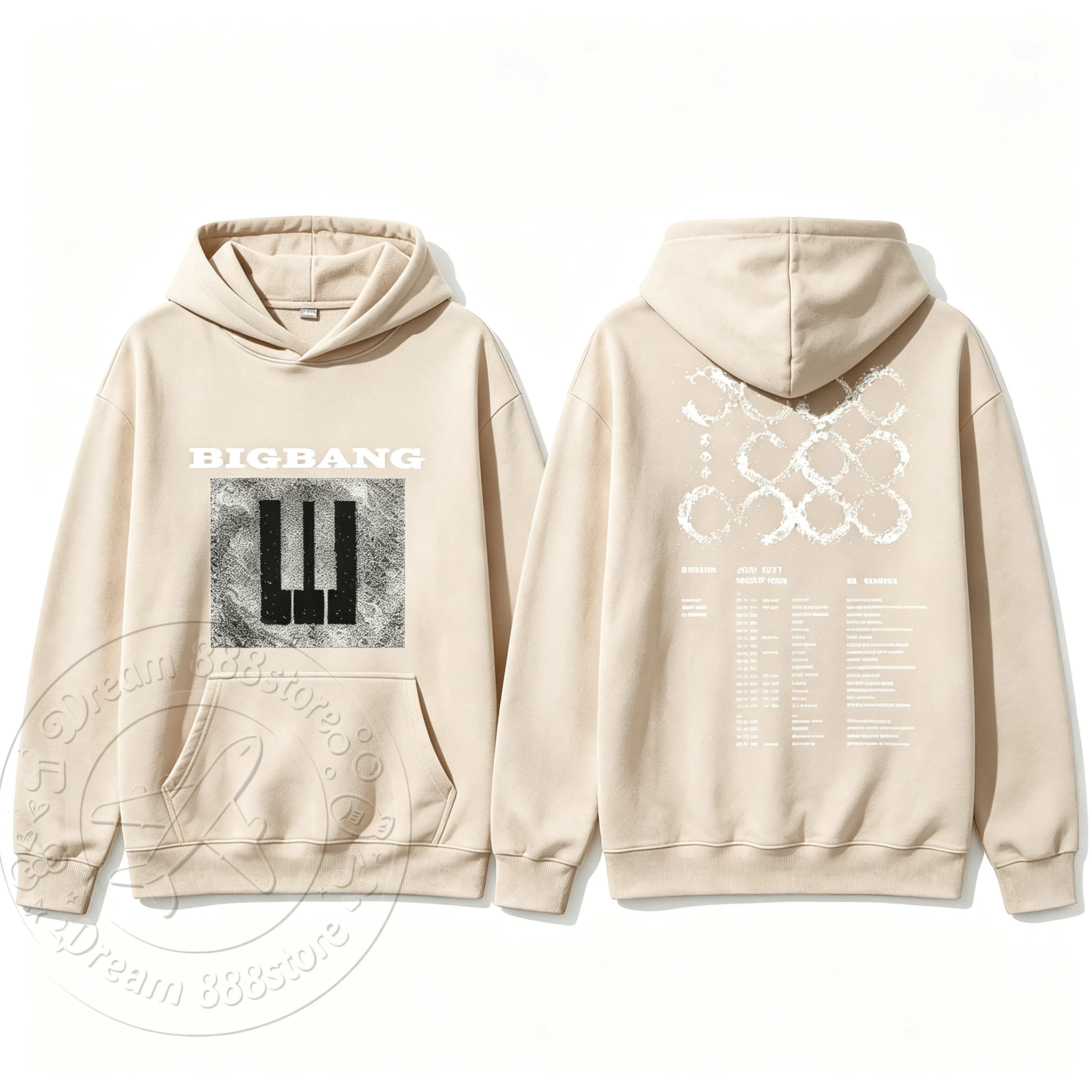 2026 BIGBANG 20. Jubiläums-Konzert Hoodie mit beidseitigem Tour-Liste-Druck, Unisex, Oversized, locker, lässig, Kpop Kapuzenpullover – Detail 9