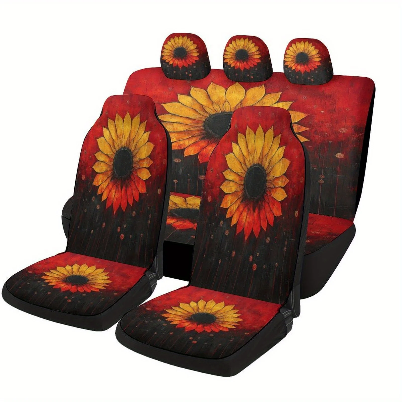 

Sunflower Art Designed Car Seat Cover Set For Most Cars, High-quality Comfortable Car Seat Protector Covers Full Set, Universal