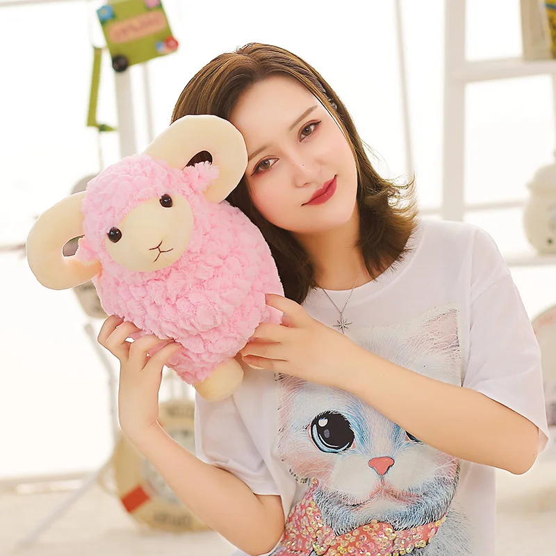25-60cm INS Like Real Sheep Plush Toy White&Brown&Pink&Yellow Stuffed Animal Simulated Lamb Soft Doll Birthday Gift for Kid Girl