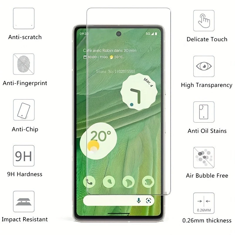 Film protecteur d'écran en verre transparent, 4 pièces, pour Google Pixel 8 Pro 8A 7 7A 6 snap5 5A 4A 3A 2XL 9H