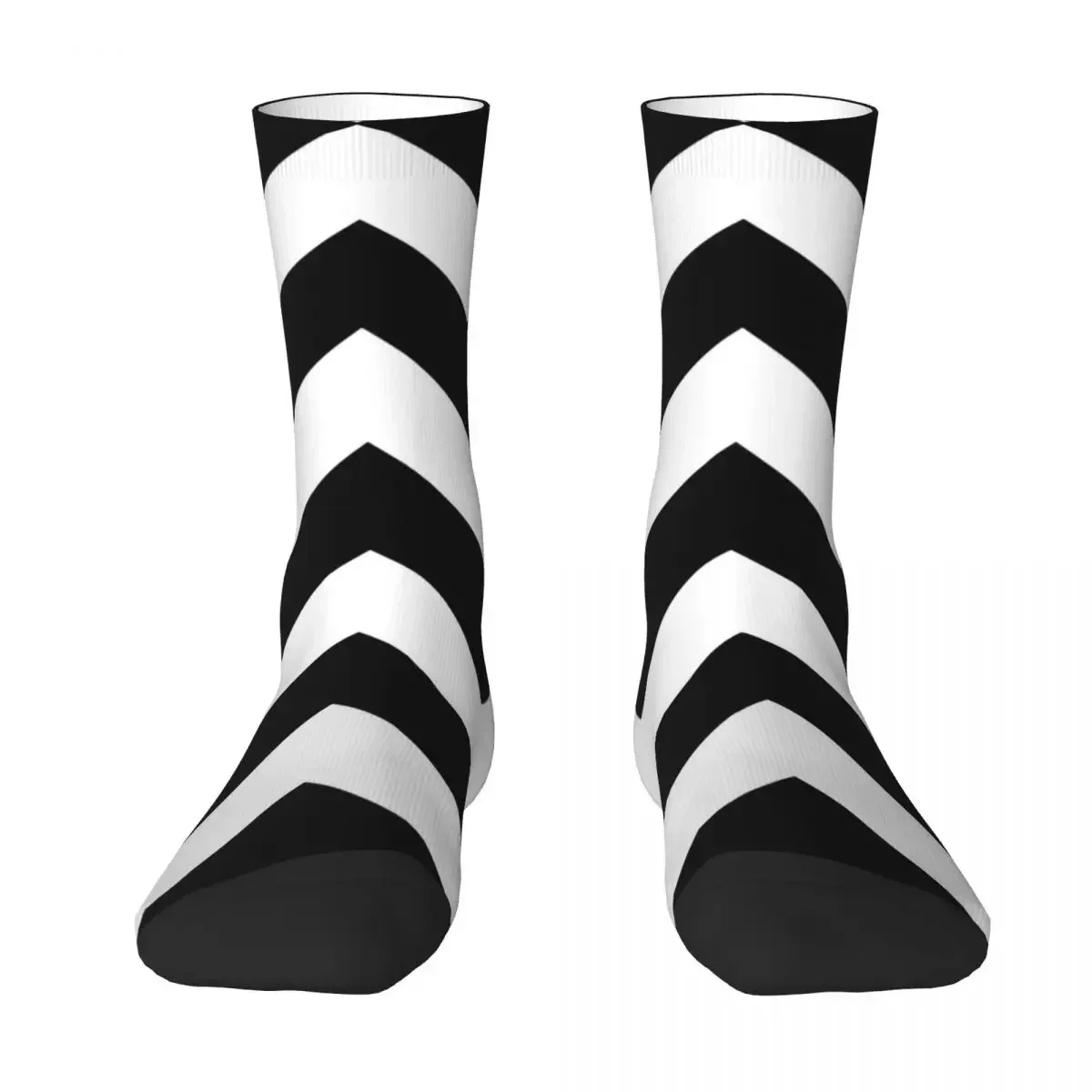 Black And White Chevron Stripes Socks Harajuku High Quality Stockings All Season Long Socks Accessories for Man's Woman's