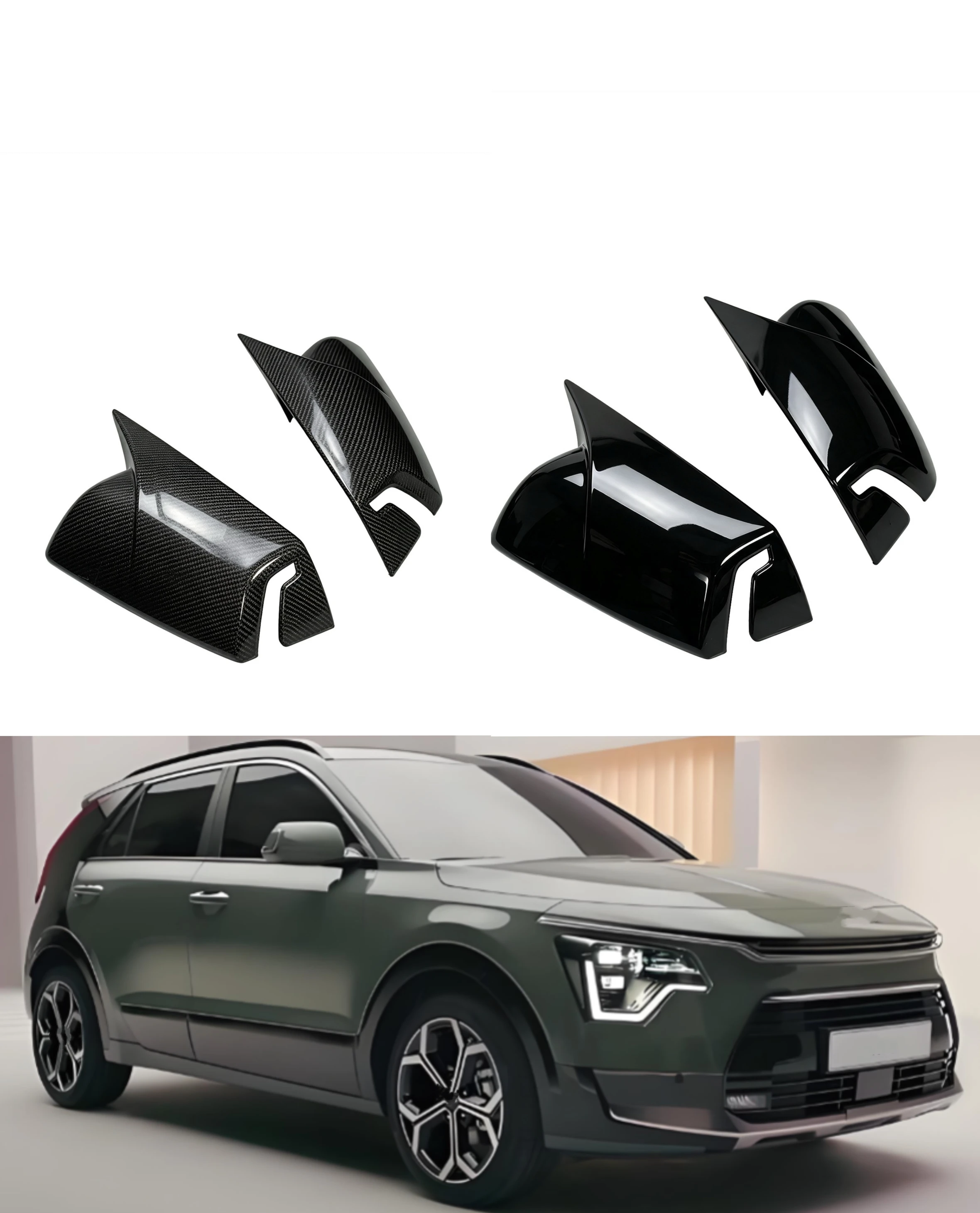 Fit For  Kia Niro 2022 2023 2024 2025 Car Rearview Side Mirror Cover  Carbon Fiber Wing Cap Rear View Case Trim