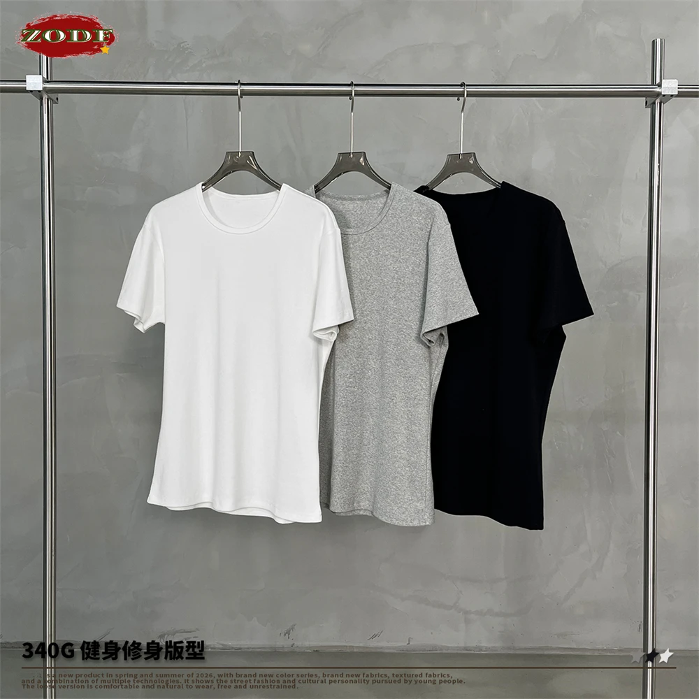 ZODF Retro Summer Heavy Weight 340gsm Solid T-Shirts For Women Hotsweet Girls Slim Fit O Neck Comfortable T Shirt HY1314