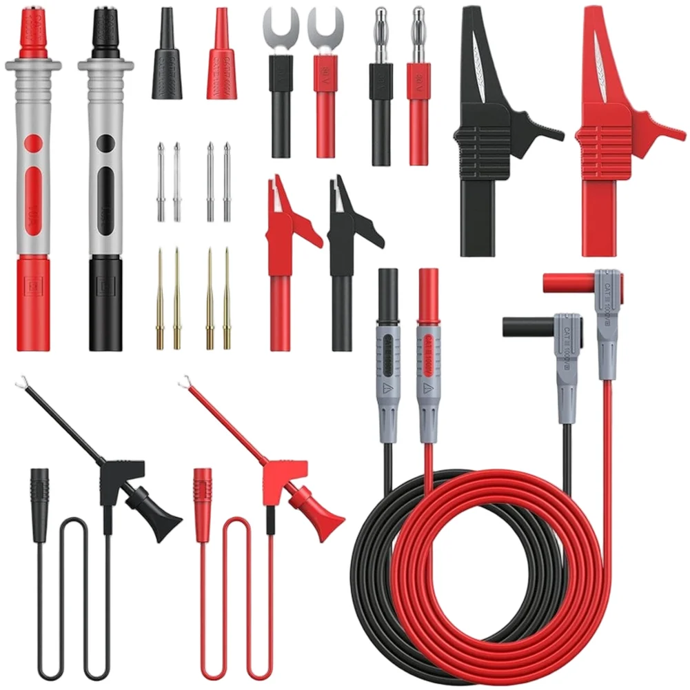 Multimeter Test Leads with Detachable Probes Hooks and For ALLIGATOR Clips for Electrical Repair and Diagnostics