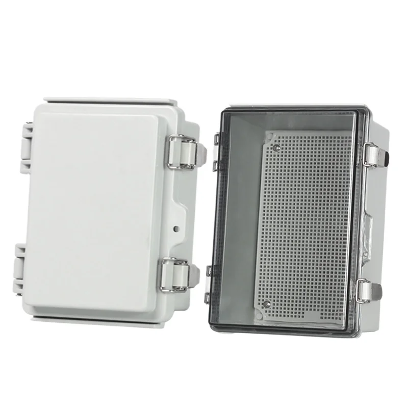 Waterproof Outdoor Electrical Enclosure Metal Latch Plastic Control Box with Transparent Hinge Flame Retardant Junction Box
