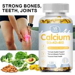 Vitamin D3+K2+B12 Capsules Promote Calcium Absorption, Bone, Joint and Heart Health, Prevent Osteoporosis, Immune Support