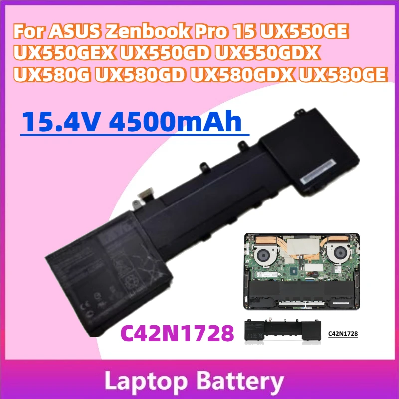 

15.4V 4.5Ah C42N1728 Laptop Battery for ASUS Zenbook Pro 15 UX550GE UX550GEX UX550GD UX550GDX UX580G UX580GD UX580GDX UX580GE