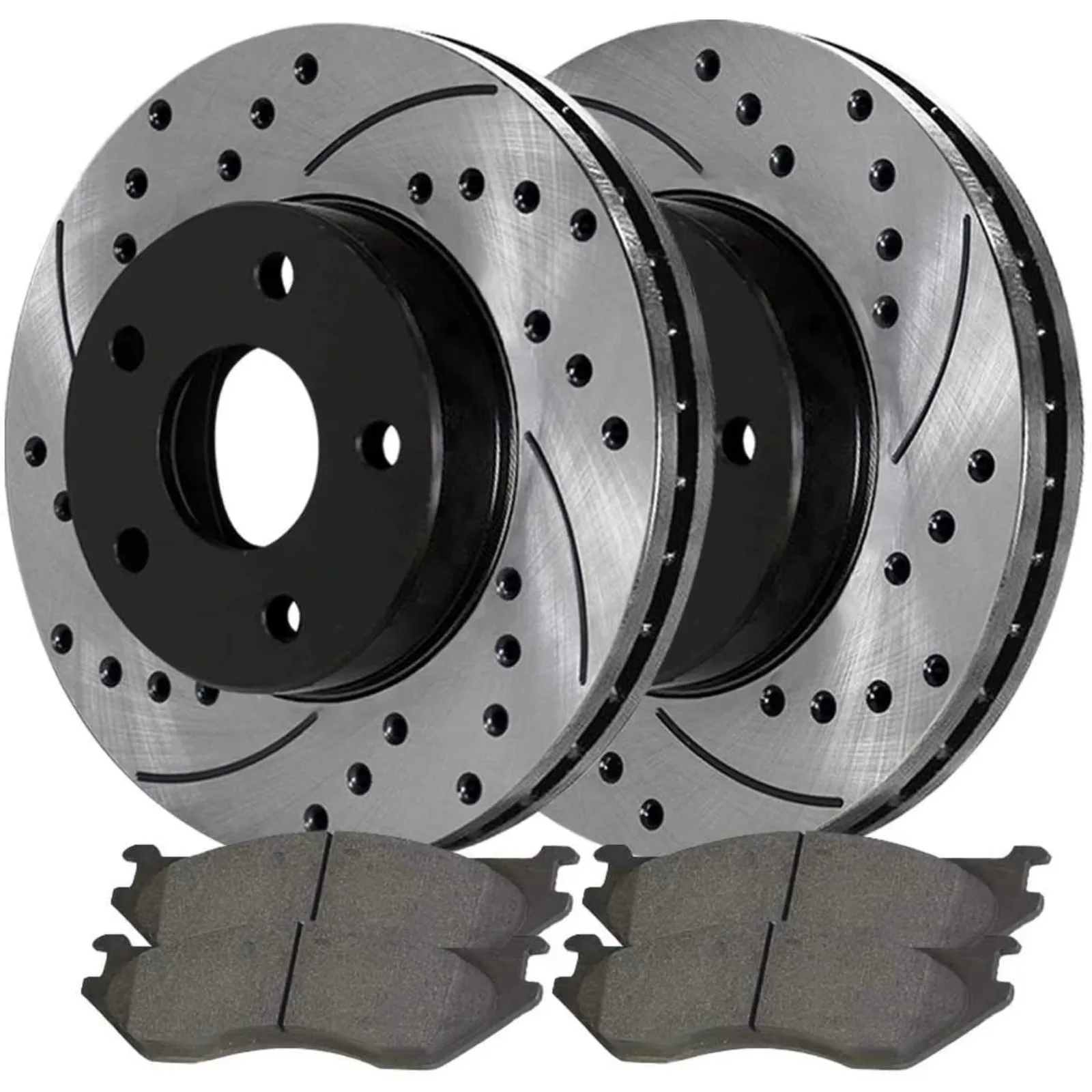 US  Front and Rear Drilled and Slotted Brake Kit Rotors Black and Ceramic Pads  Replacement Dodge Ram  brake kit