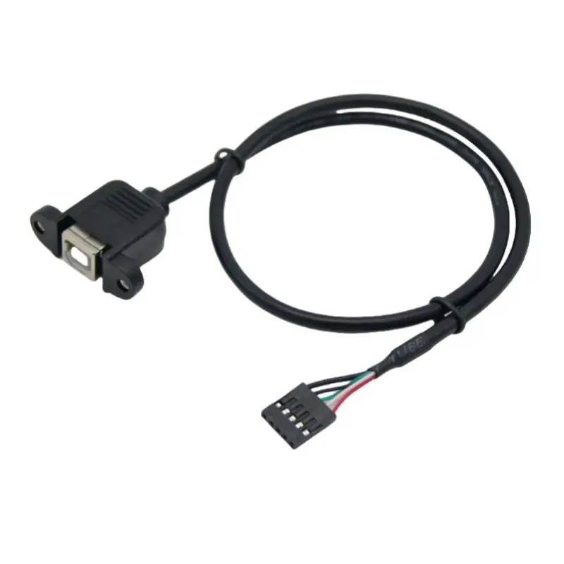 DuPont 5-Pin Female to Square USB 2.0 B Female Data Cable With Ears, Motherboard 5-Pin to BF Printing Extension Adapter Cable