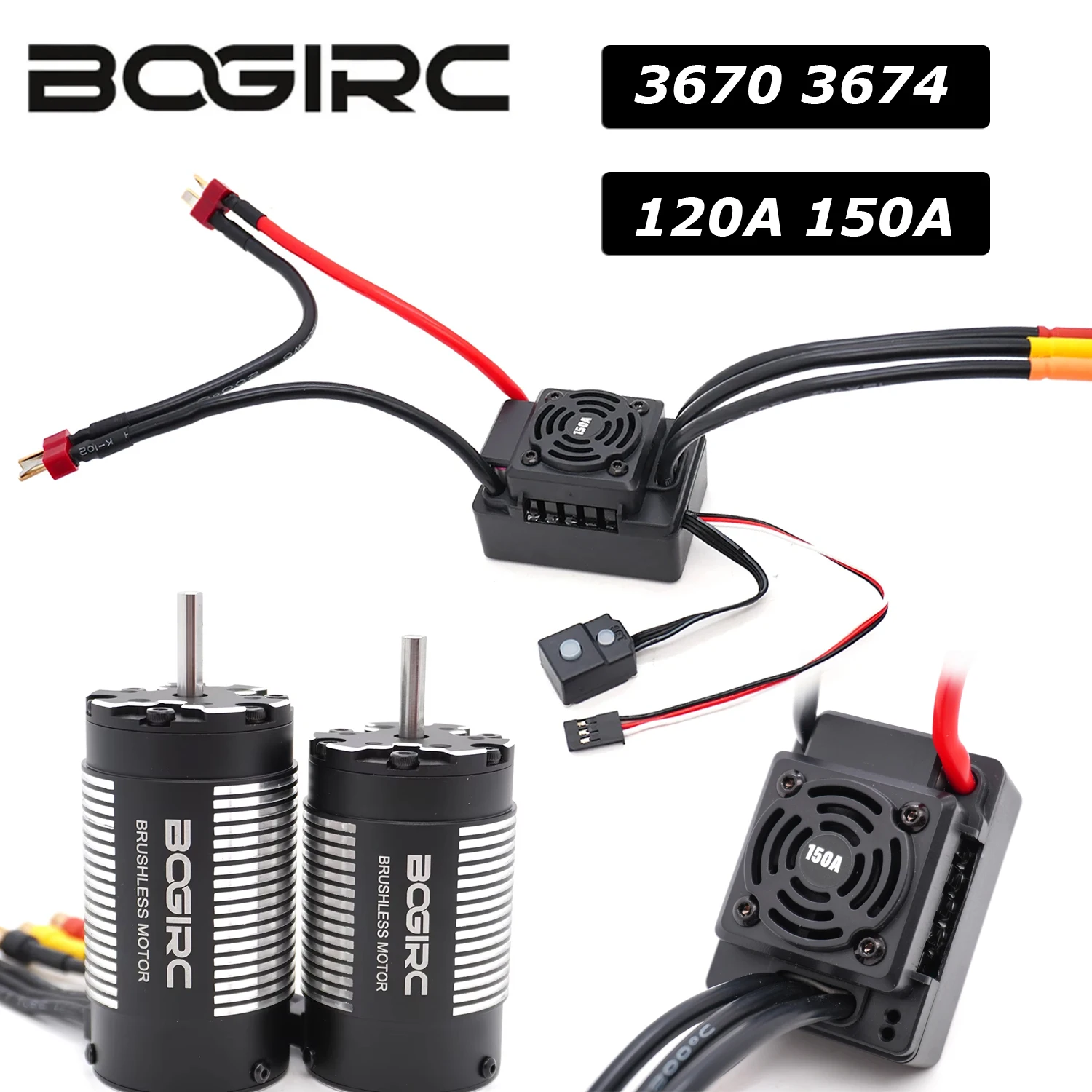 

Бесколлекторный комплект BOGIRC 3670/3674 120A/150 для радиоуправляемых моделей машин HSP, Kyosho, Traxxas, Tamiya 1/8, 1/10, запчасти для монстр-траков