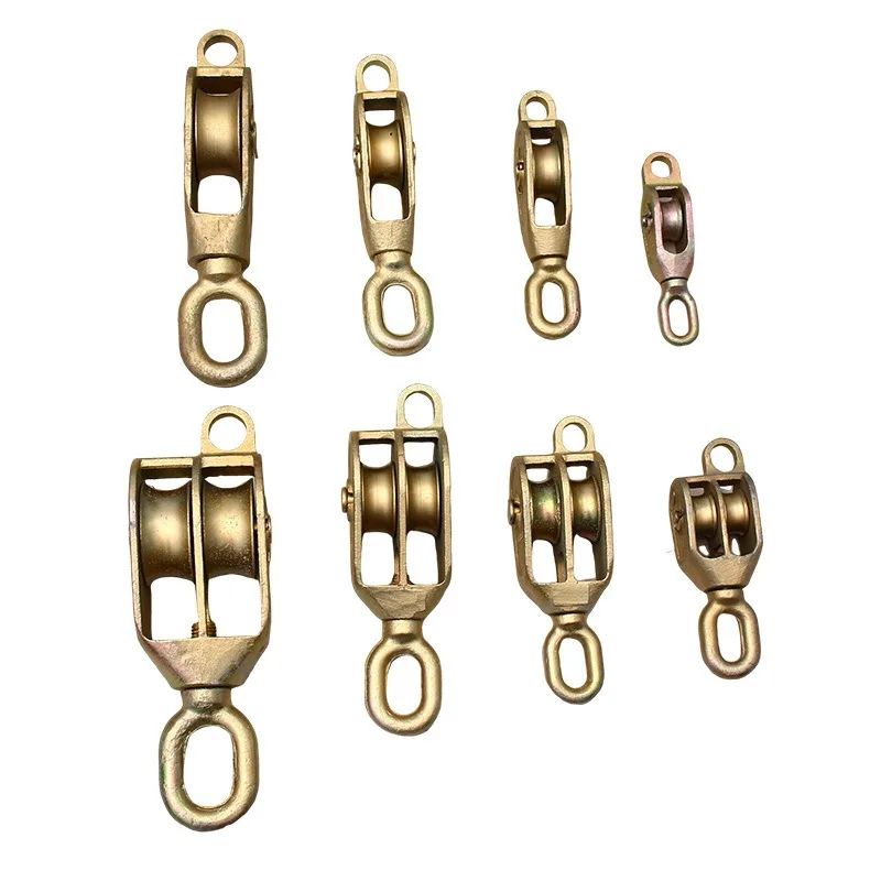 

Wire rope hook fixed pulley, traction single and double pulley U-shaped universal pulley set accessories