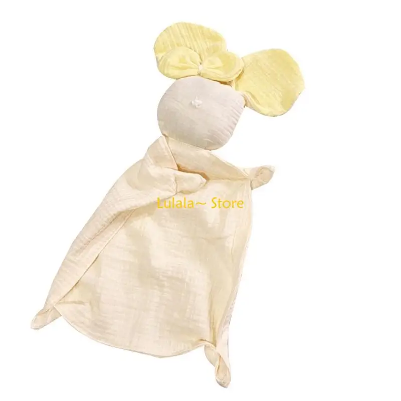 Y4QA Cotton Muslin Blanket Sleeping Doll Kid Stuffed Bear Snuggle Toy Soothe Appease TowelBibs Security Blanket forToddler