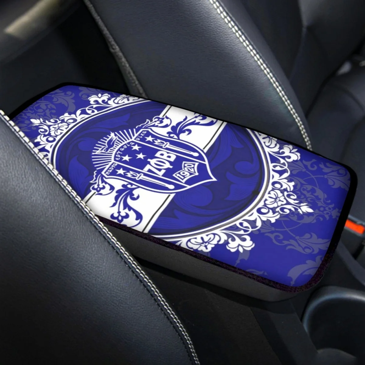 Zeta Phi Beta Print College Sorority Universal All Car Armrest Case for Women Female Car Interior Accessories Premium Box Covers