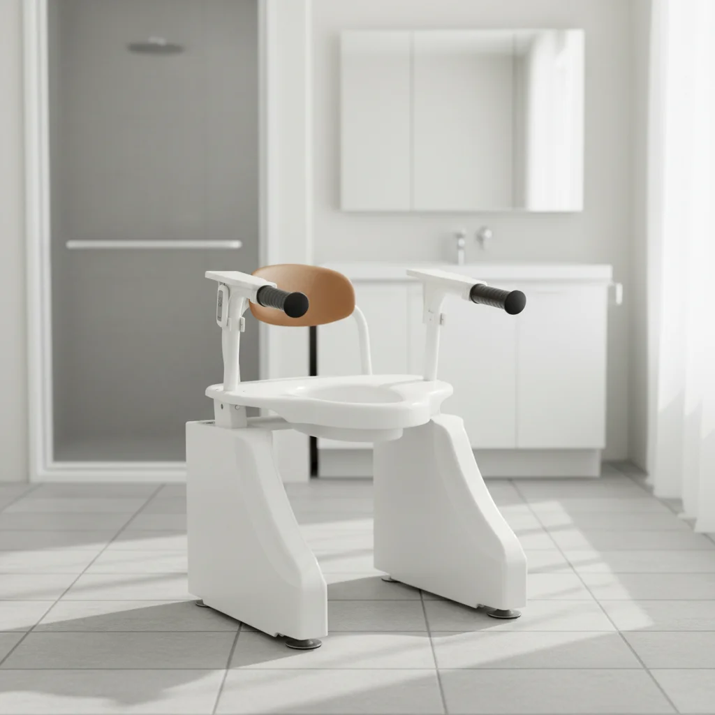 

Patient Transfer Chair, 60.6 x 52.5 x 71 CM, Commode Toilet Lift, Heavy Duty Movable Lift Chair, Rehabilitation Therapy Supplies