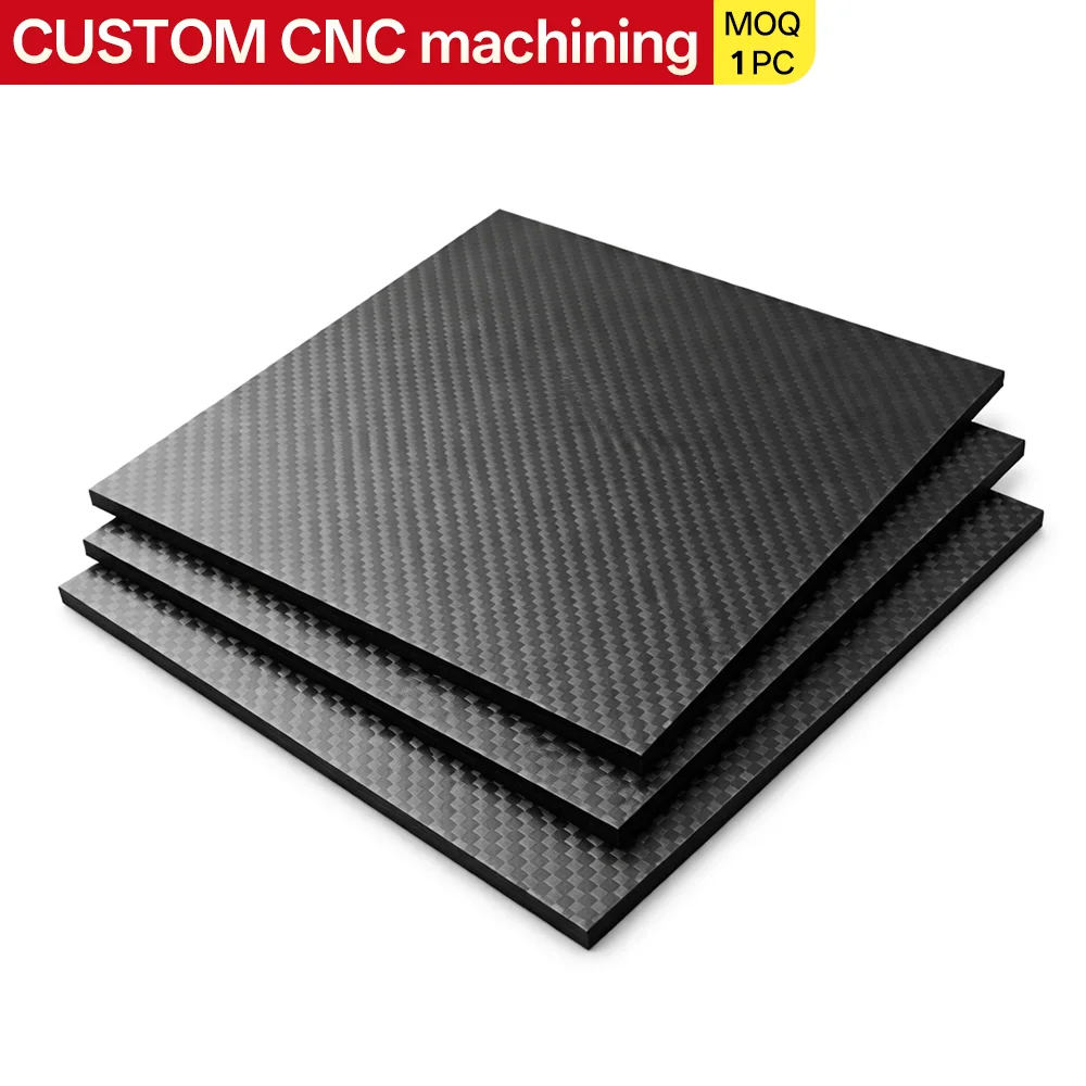 Customizable 1-10mm Thickness Carbon Fiber Sheet Plate, 3K Carbon Fiber Board with CNC Cutting Service MOQ 1 Piece