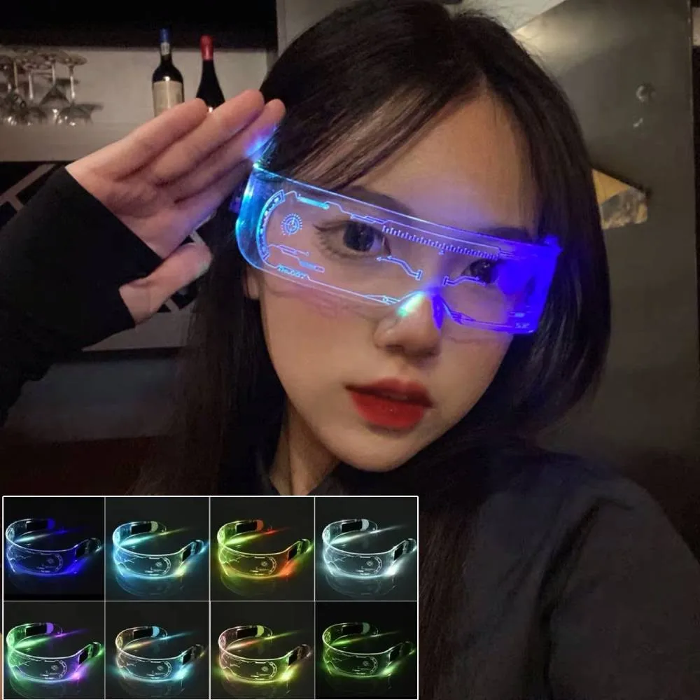 LED light up Glasses Neon Luminous Glasses Adults Rave Cosplay Goggles for Bar birthday Party DJ stage performance props