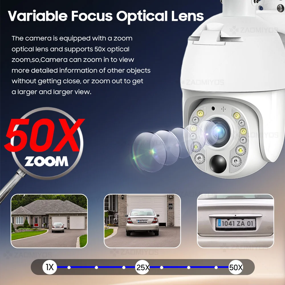 ZAOMIYOS marca 4G SIM Card WIFI batteria solare telecamera PTZ 3MP/5MP esterno impermeabile PIR allarme Motion Detection P2P telecamera CCTV