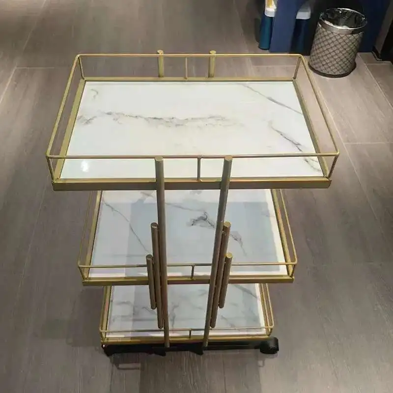 Luxe ijzeren salonwagens Salonmeubilair Manicure Mobiele gereedschapswagen Moderne commerciële meerlaagse opslag Schoonheidswagen
