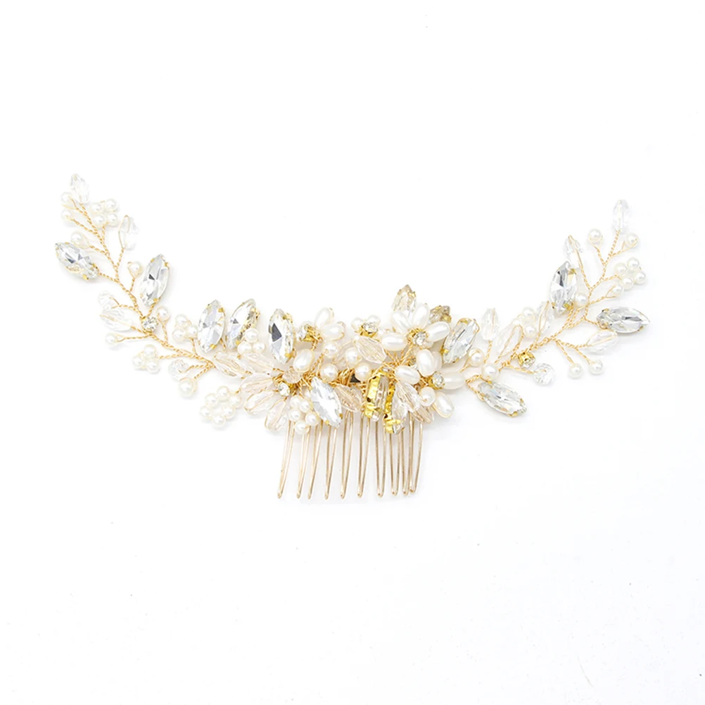 

Pearl Hair Comb Rhinestone Bridal Elegant Hairstyles Prom Bride Artificial Flower Pearl Accessories Wedding Party