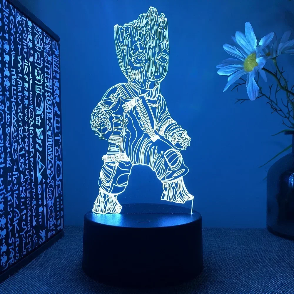 Guardians of the Galaxy Groot 3D Visual Illusion Night Light Creative LED Desktop Lamp 7/16 Color Changing Gifts for Kids