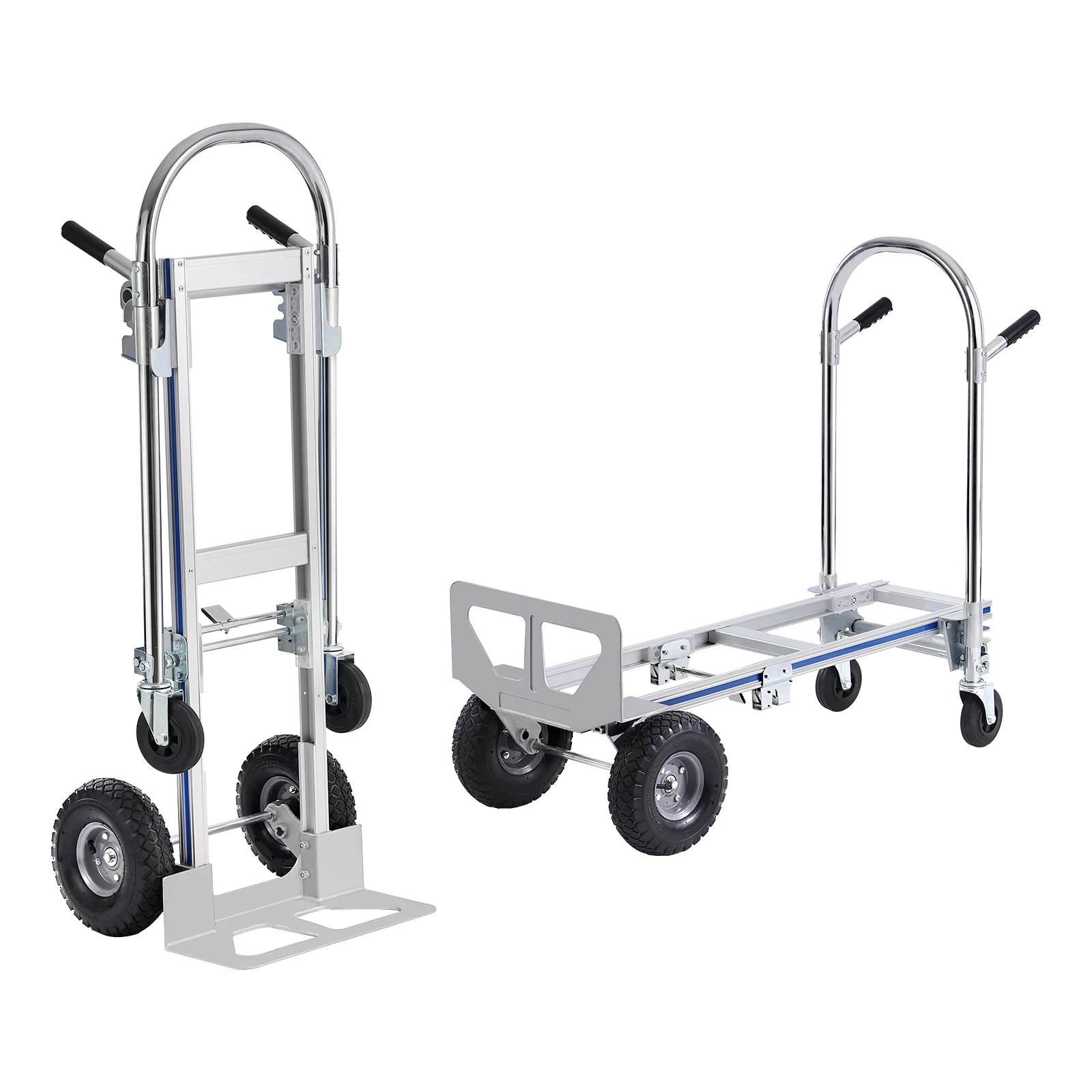 VEVOR Aluminum Hand Truck, 2 in 1, 800 lbs Load Capacity, Heavy Duty Industrial Convertible Folding Hand Truck, Utility Cart