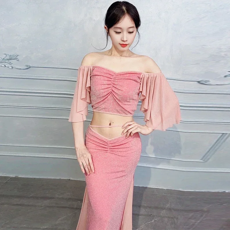Roupas de dança do ventre para mulheres, elegantes e sexy, roupas de prática para meninas, dança oriental, roupas de treinamento profissional