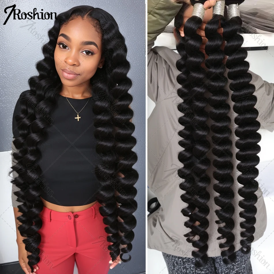 Loose Wave 30 36 Inch Brazilian Raw Virgin Unprocessed 100% Human Hair Extensions Loose Wave Bundles Double Weft Bulk Braiding