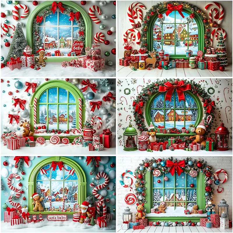 LS Sweet Christmas Photography Background Xmas Candy Store Holiday Decoration Children Portrait Photo Backdrops Studio Props